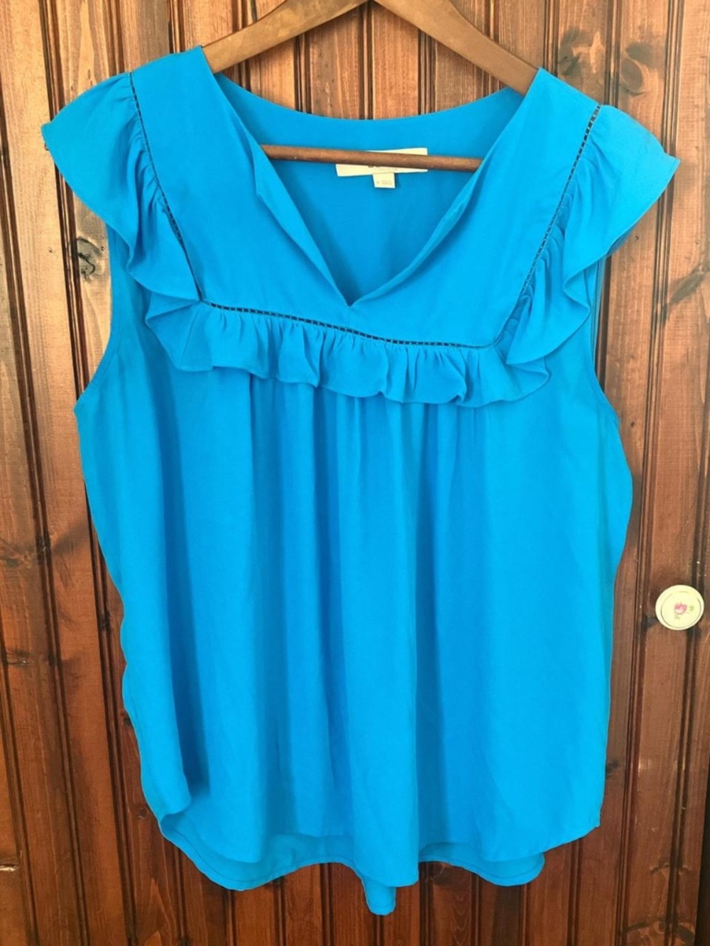 Beautiful ocean blue ruffle blouse